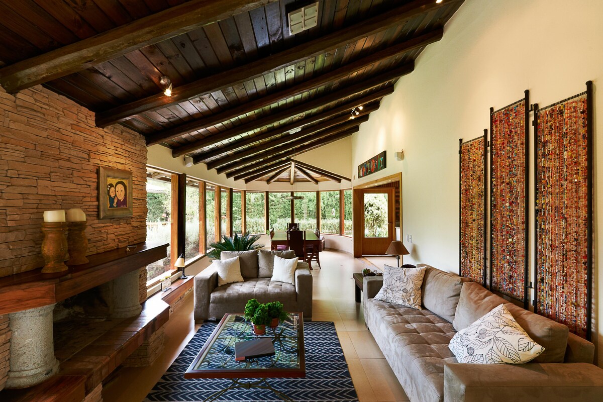 Rustic Living Room with Wooden Accents