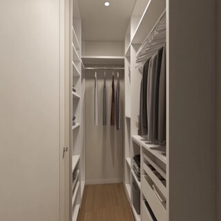 Modern Compact White Walk-In Wardrobe Design