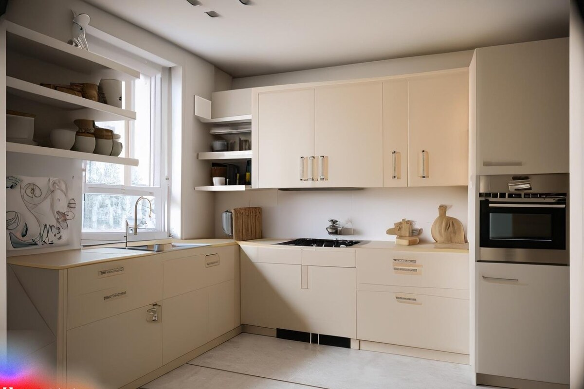 Dreamy Simple Small White and Beige Modular Kitchen Dreamy Simple Small White and Beige Modular Kitchen