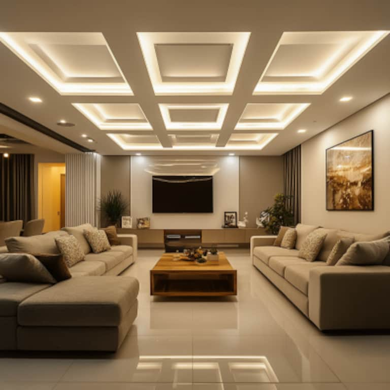 Modern Coffered Poly coat False Ceiling Design For Living Room