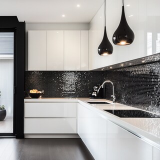 Black and White Porcelain Mosaic Tiles Design for Modern Kitchens