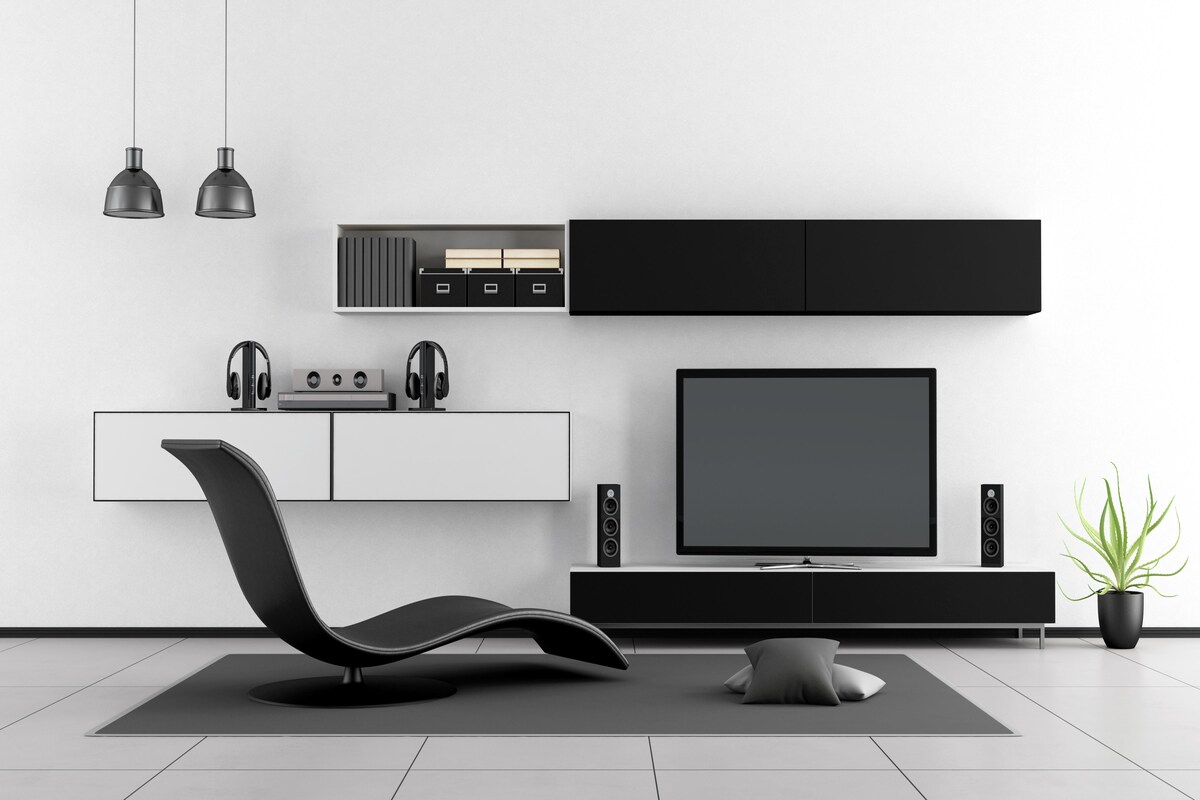 Jet Black Modern TV Unit Design