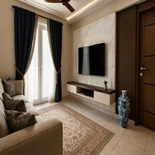 Modern Living Room Design with Marble TV Wall and Neutral Seating