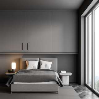 Master Bedroom Design with a Grey Headboard