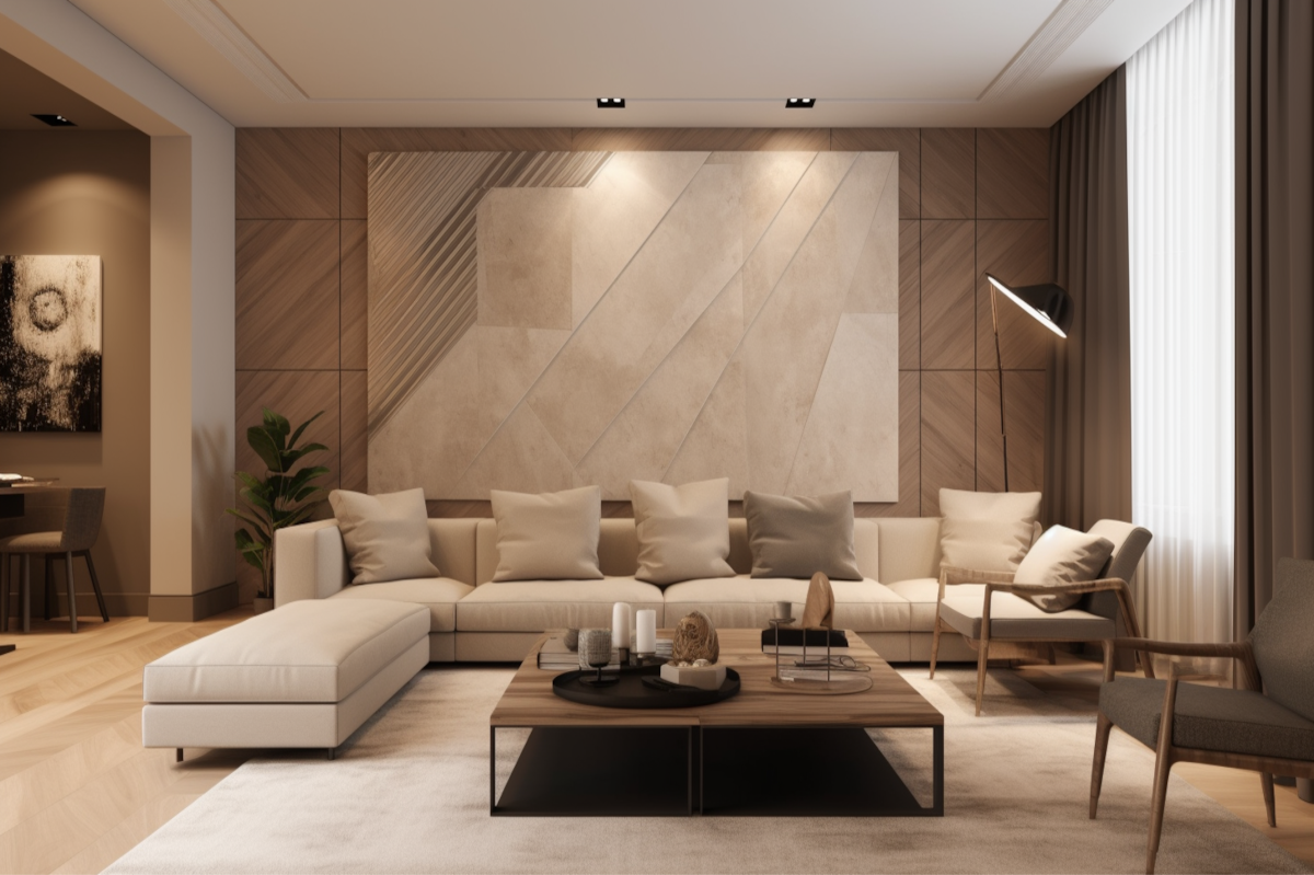 Modern Beige Wall Paint Design with Diagonal Patterns