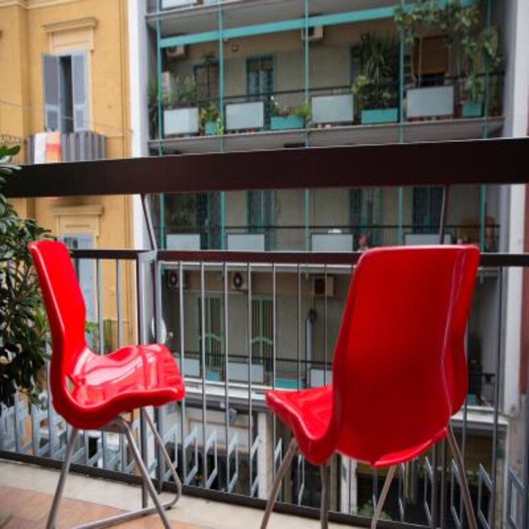 Elegant Bright Red Balcony Design