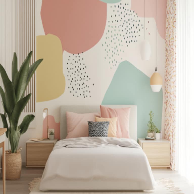 Modern Patterned Wall Paint Design With Pastel Colours