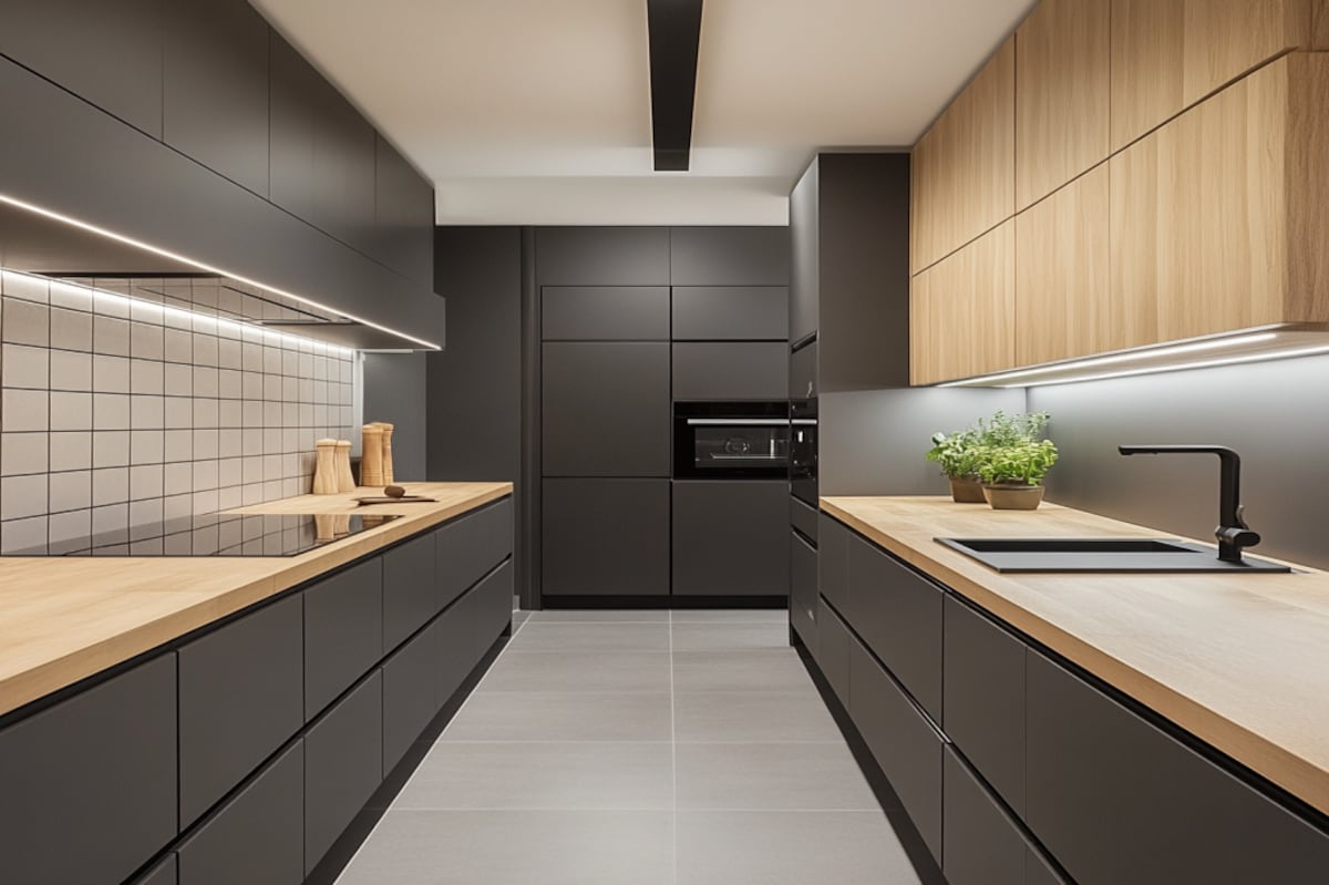 Contemporary Grey and White Matte Kitchen Tile Design