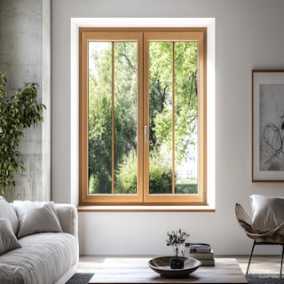 Modern White Window Design With A Wooden Finish