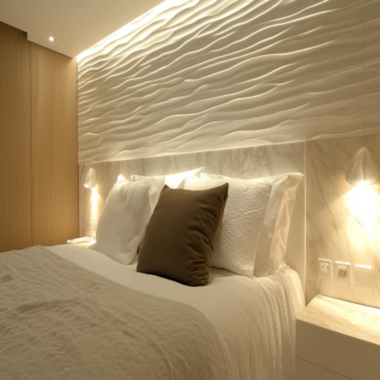 Contemporary Wall Panelling With Grooves And Marble Cladding Wall Design