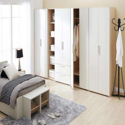 Modern White Wooden Wardrobe with Eight Doors