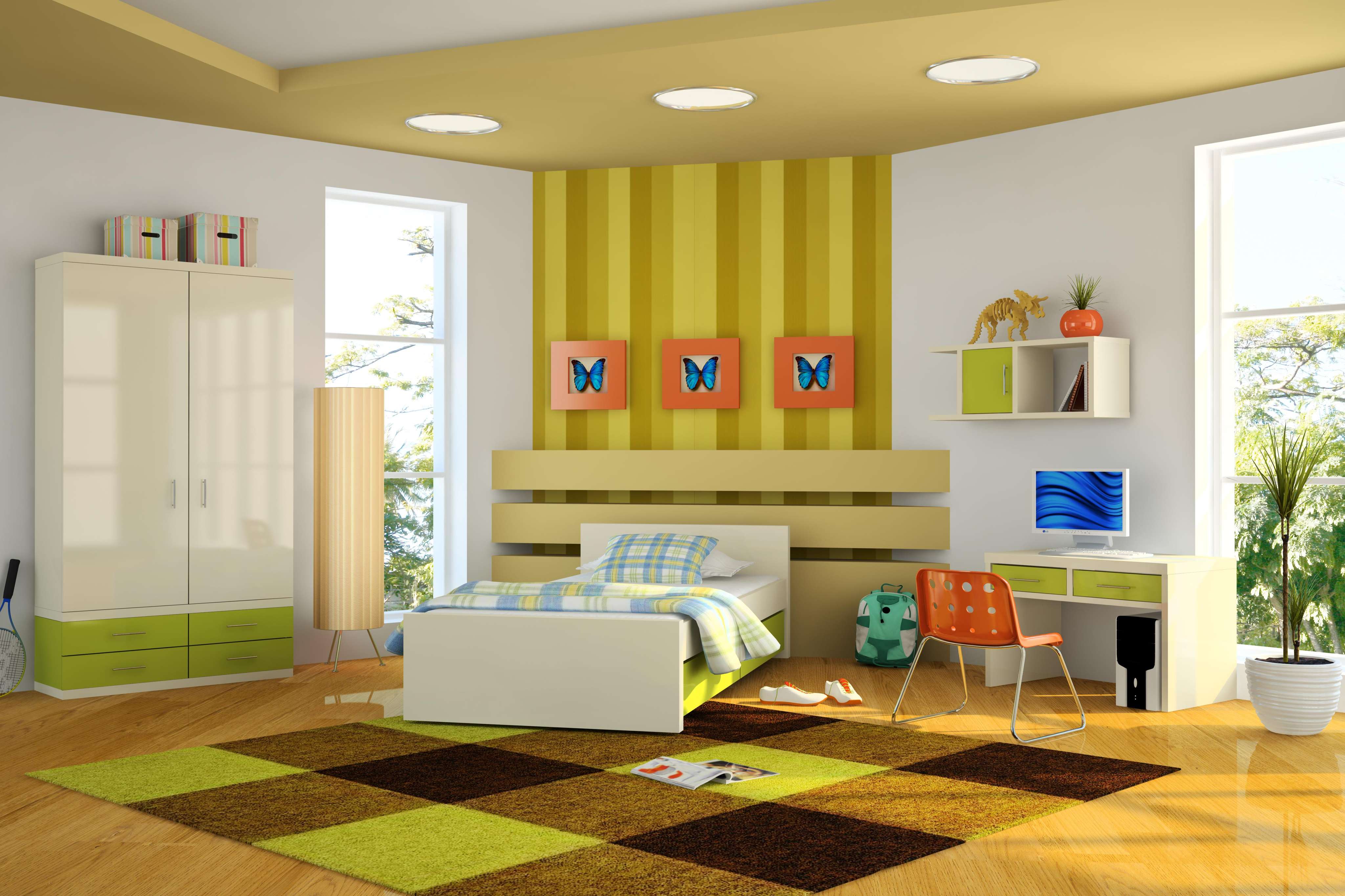 Green and Yellow Kids Room Design