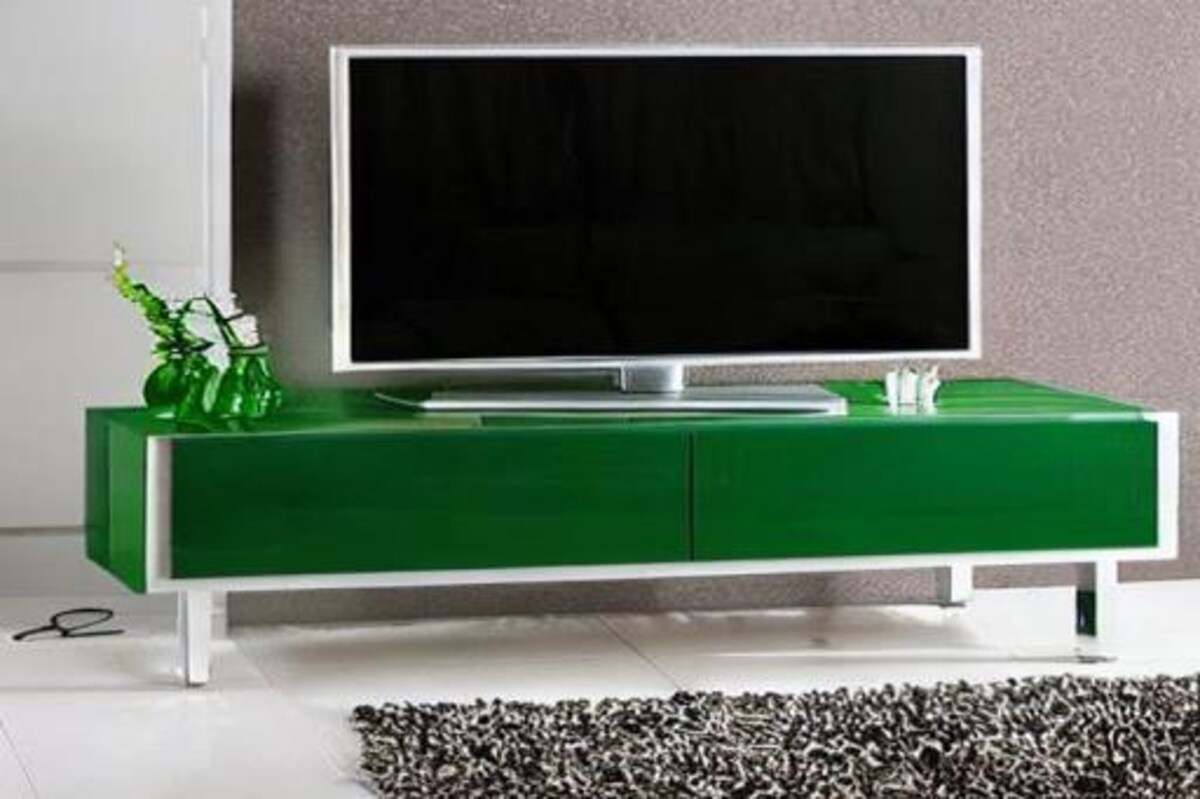 Contemporary TV Unit Design in Green Laminate with Grey Backdrop Contemporary TV Unit Design in Green Laminate with Grey Backdrop