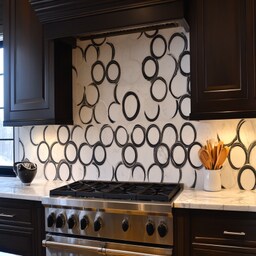 Tropical White Herringbone Tile Wall For Kitchen With Green And Wooden ...