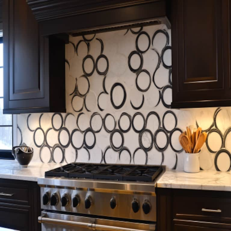 Modern Marble Mosaic Geometric Kitchen Tile Design