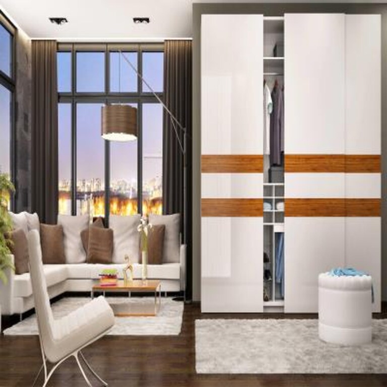 Modern Luxury White Gloss Sliding Wardrobe