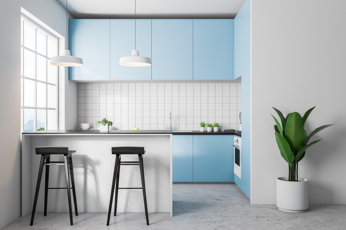 Modern Blue Kitchen Layout