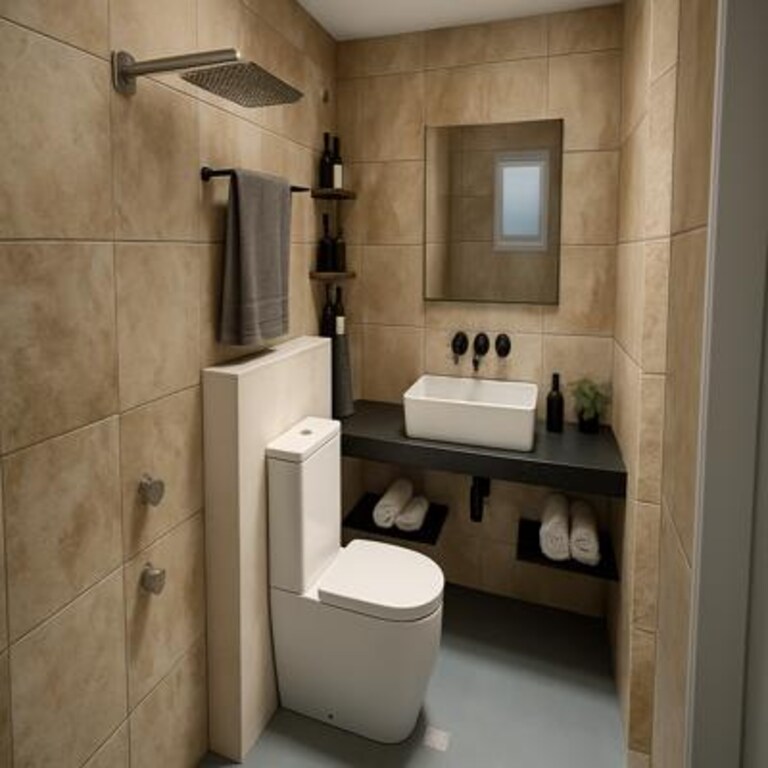 Rustic Earth Toned In Rustic Earth Toned Industrial Bathroomdustrial Bathroom