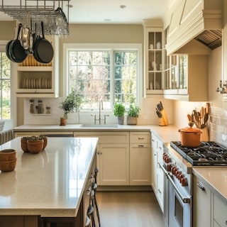 Modern L-Shaped Kitchen Design with Work Triangle and Quartz Countertop