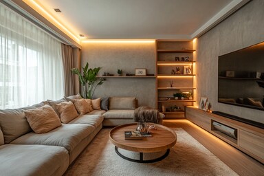 A closer look at Custom Textured Living Room Walls