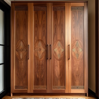 Modern Persian Walnut 4-Door Swing Wardrobe Design