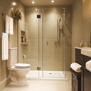 Contemporary Bathroom Design With Glass Cubicle