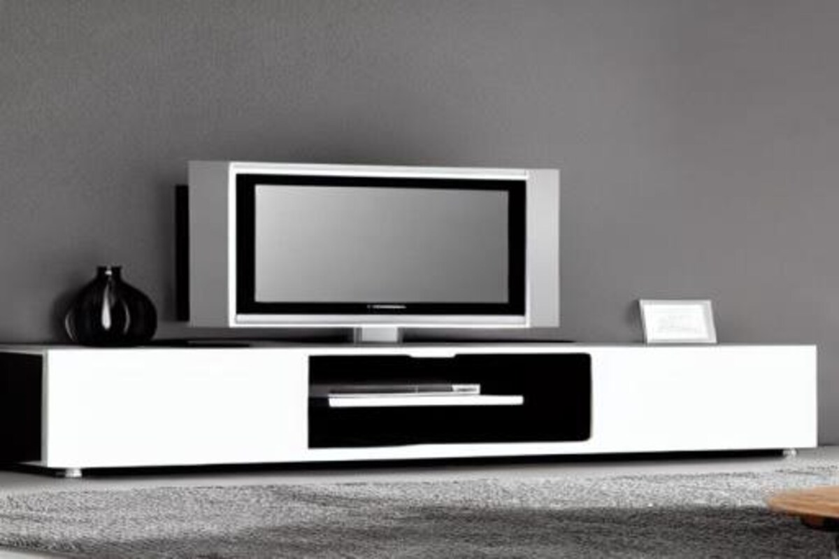 Modern TV Unit Design in Black and White Laminate Modern TV Unit Design in Black and White Laminate