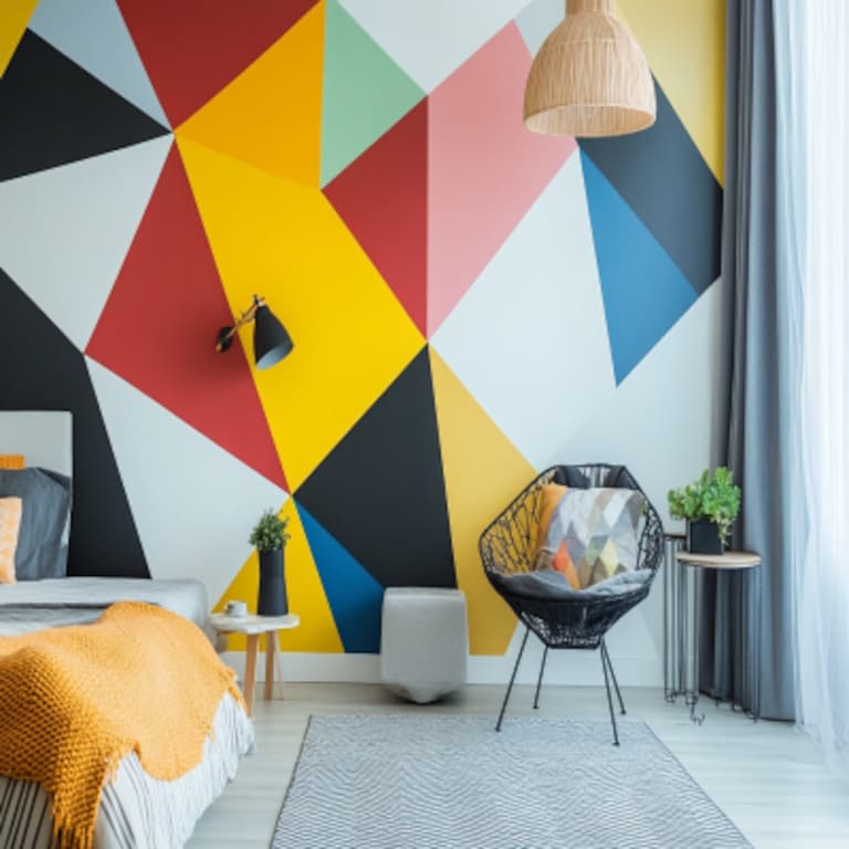 Modern Accent Wall Paint Design With Geometric Patterns