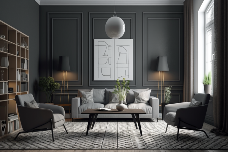 Industrial Accent Wall Gray Paint Reference: Contemporary Grey Accent Wall Paint Design