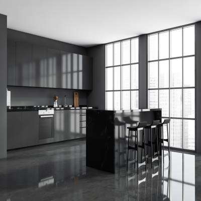 Grey Modular Kitchen Design