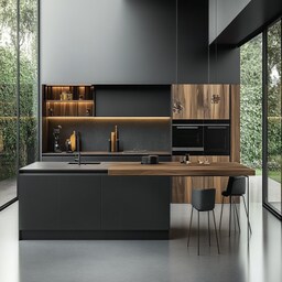 Modern Modular U-Shaped Kitchen With White And Grey Kitchen Cabinets