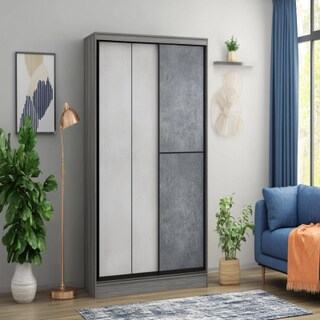 Modern 2 Door Silver Frost And Frosty White Sliding Wardrobe Design