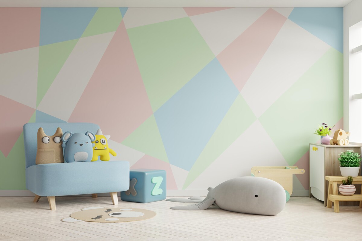 Geometric Kids Room Wall Design