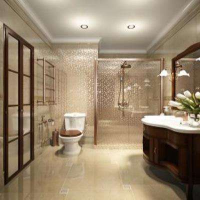 Traditional Bathroom Design With Beige Shade