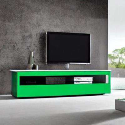 Modern TV Unit Design in Black and Green Laminate