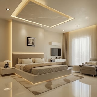 Contemporary Single-Layered POP False Ceiling Design With Track Lighting