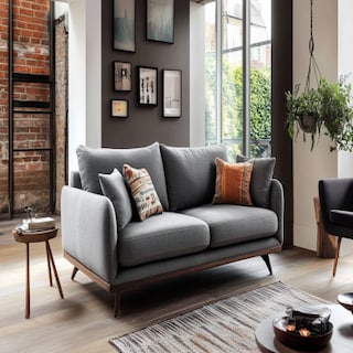 Modern Living Room Design with 2-Seater Grey Sofa