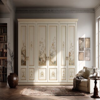 6-Door Classic Swing Wardrobe Design in Tiepolo and Off White