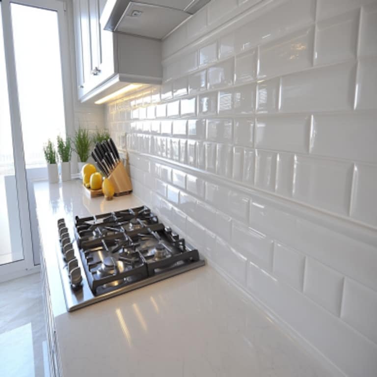 Modern Glossy White Kitchen Tile Design