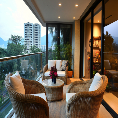 Modern Balcony Design with Glass Wall and Stylish Furniture