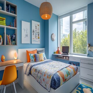 Modern Blue Kids Bedroom Wall Paint Design