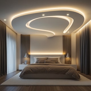 Modern Double-Layered Bedroom Ceiling Design With Cove Lights