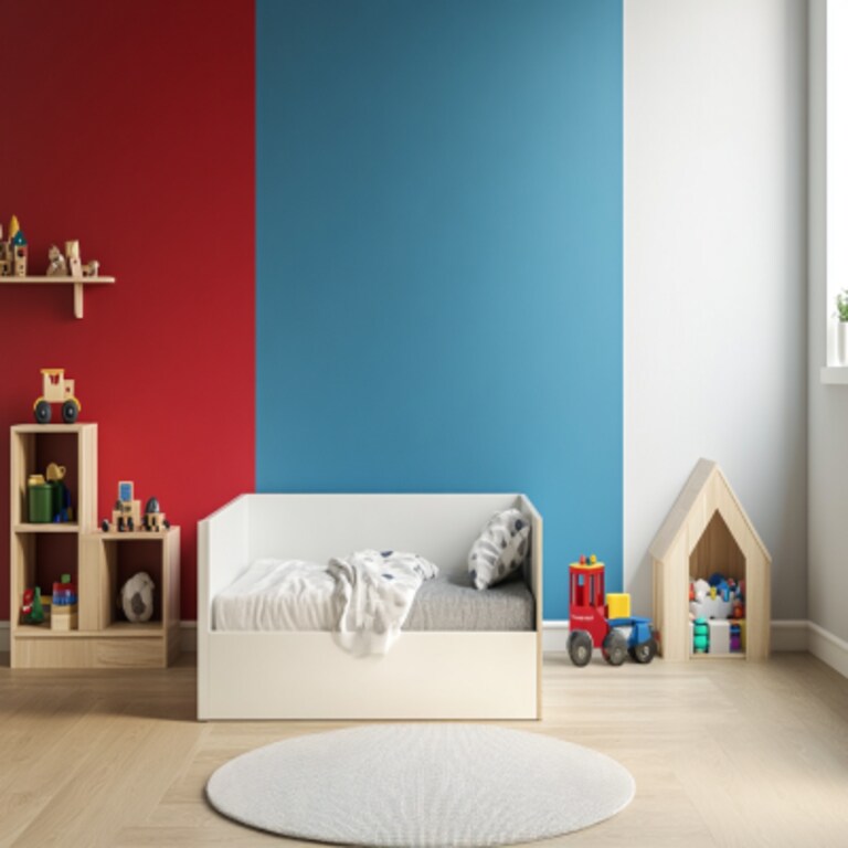 Contemporary Tri-Toned Wall Paint Design For Kids Bedrooms