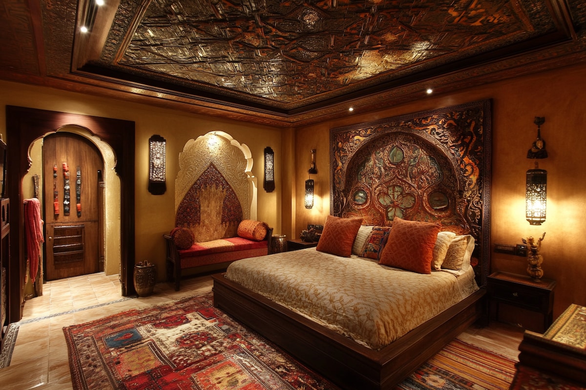 Indian Traditional Parallel Bedroom Ceiling Design With Ceiling Lights