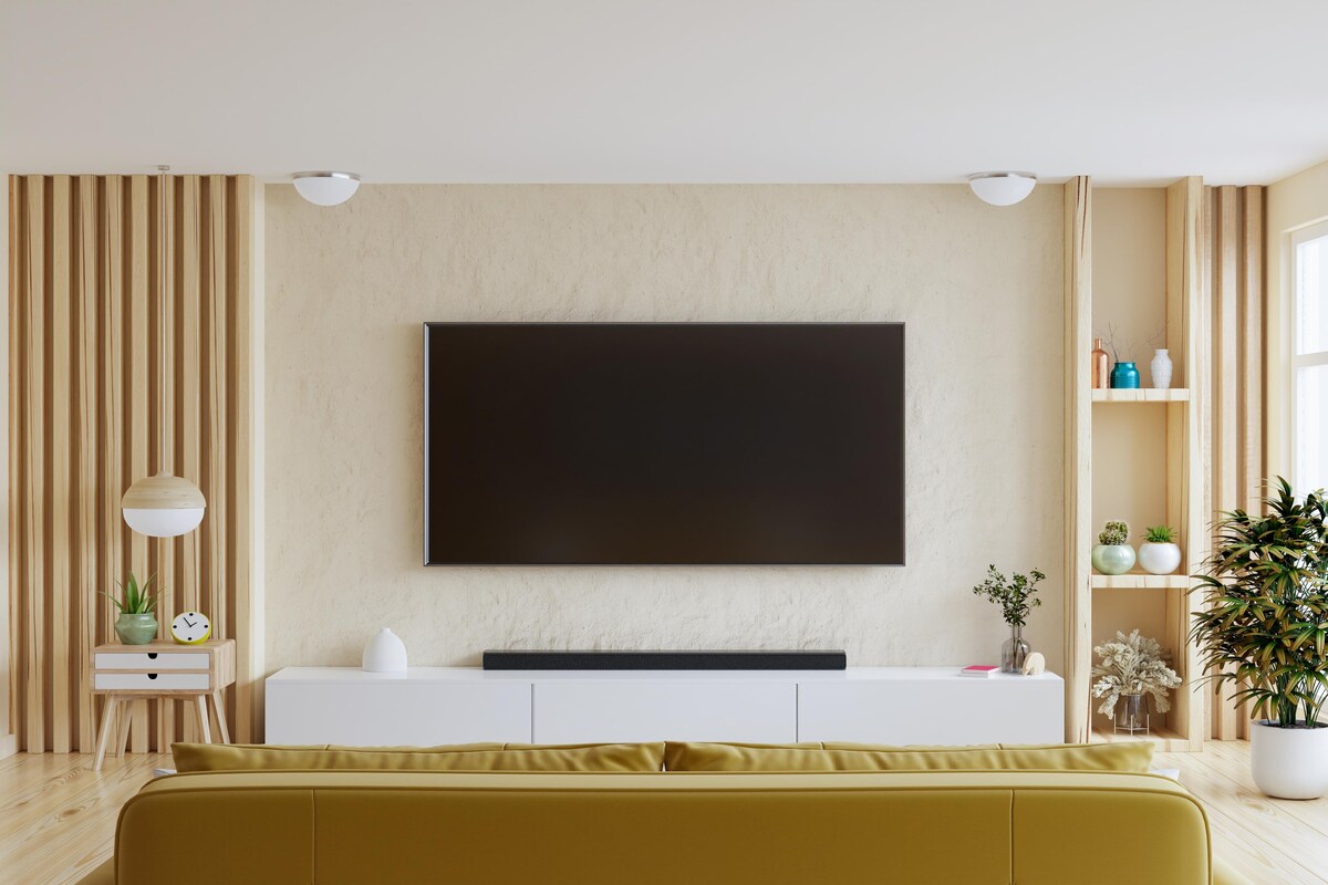 Wall Mounted Industrial TV Unit Design in Brown
