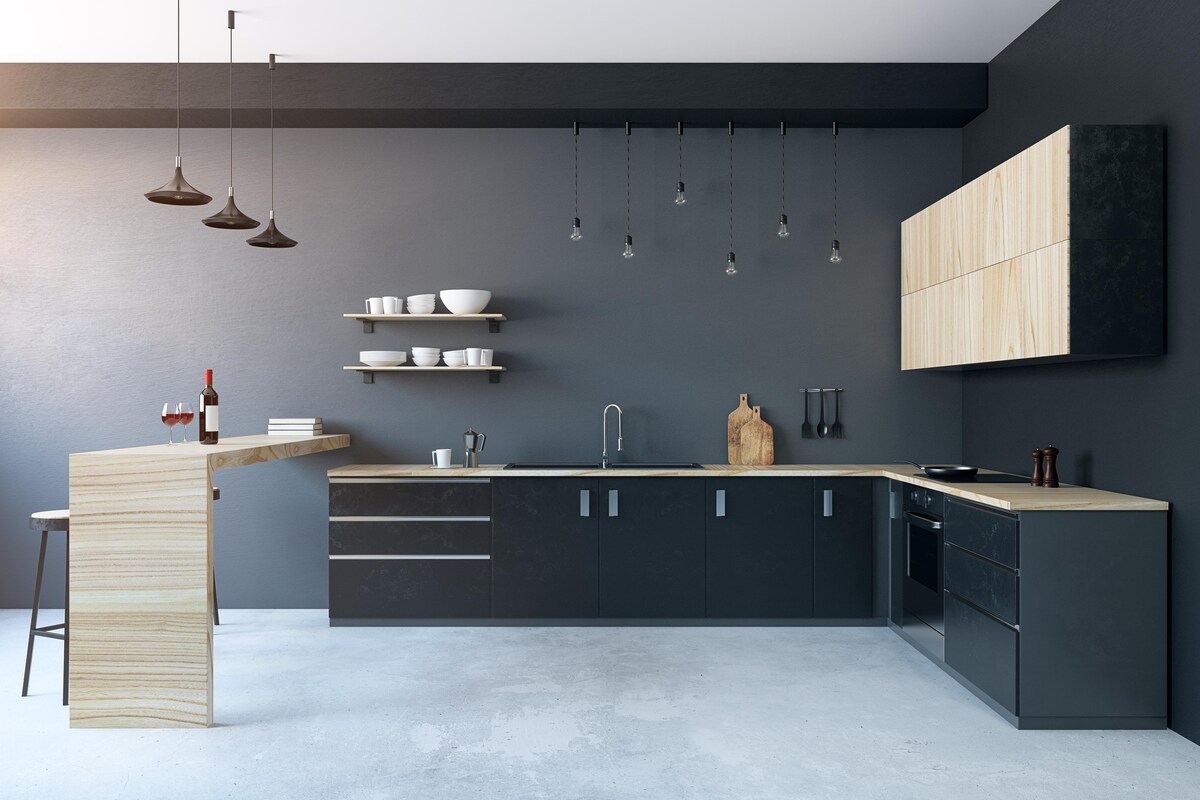 Stylish Modular Kitchen with a Dark Tone Stylish Modular Kitchen with a Dark Tone