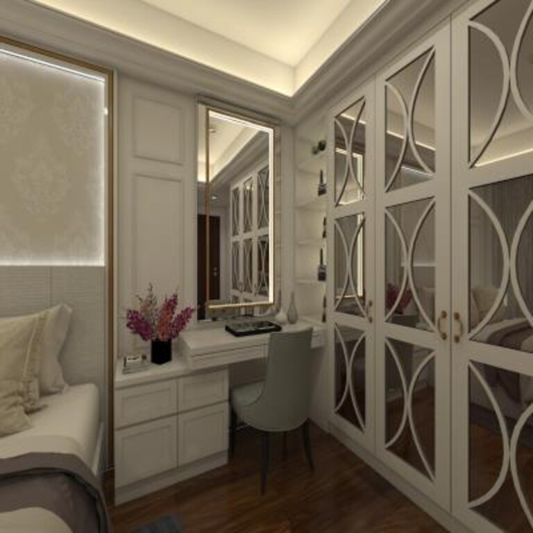 Master Bedroom Design with Wardrobe and Dressing Table