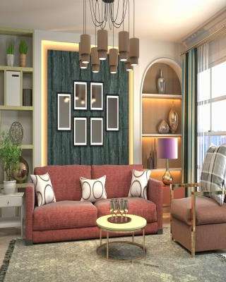 Colourful Living Room Design Featuring Accent Wall