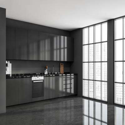 Streamlined Black Modular Kitchen Design