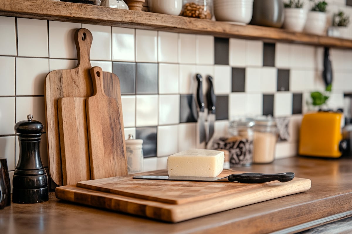 Ceramic Glossy Square Black and White Kitchen Tile Design